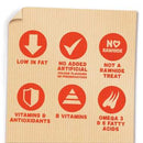 Bakers Allsorts Bite Size Training Treats benefits chart including low in fat, no artificial ingredients, vitamins, and Omega 3 & 6.