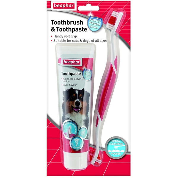Beaphar Toothbrush & Toothpaste Dental Kit for Dogs- 100g Tube -Beaphar