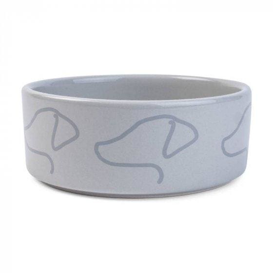 Grey Ceramic Dog Bowl -Zoon5050642040211