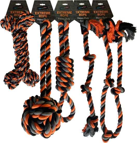 Heavy Duty Rope Dog Toy with 2Kg Ball and Rope Handles for Professional Chewers