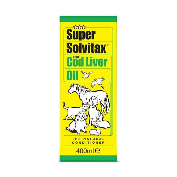 Solivax 400ml Cod Liver Oil for animals with vitamins A and D.