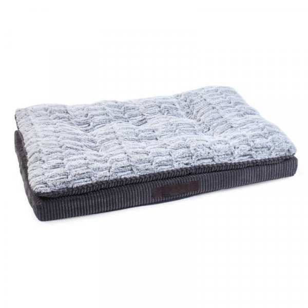 Komfort Kord Memory Foam Mattress Dog Bed - Large size, blue/grey color, non-slip base, washable cover.