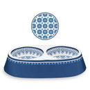Tarhong Moroccan Pet Bowl Double Indigo with decorative pattern, durable and non-slip design.