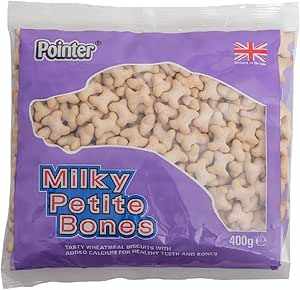 Pointer Milky Petite Dog Bones 400g bag for small dogs.