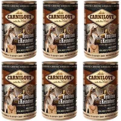 Carnilove Venison &amp; Reindeer Wet Dog Food: Grain-Free Pate with Forest Fruits (Adult Dogs) 400g Tin