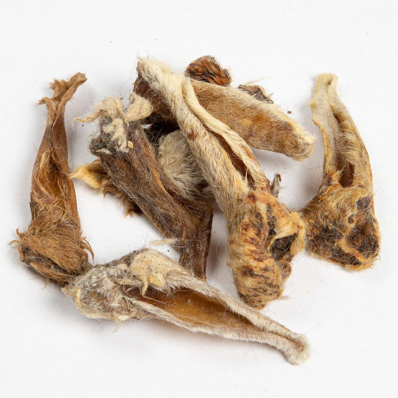 Lambs ears dog treats with hair, gluten and grain-free, 100% lamb.