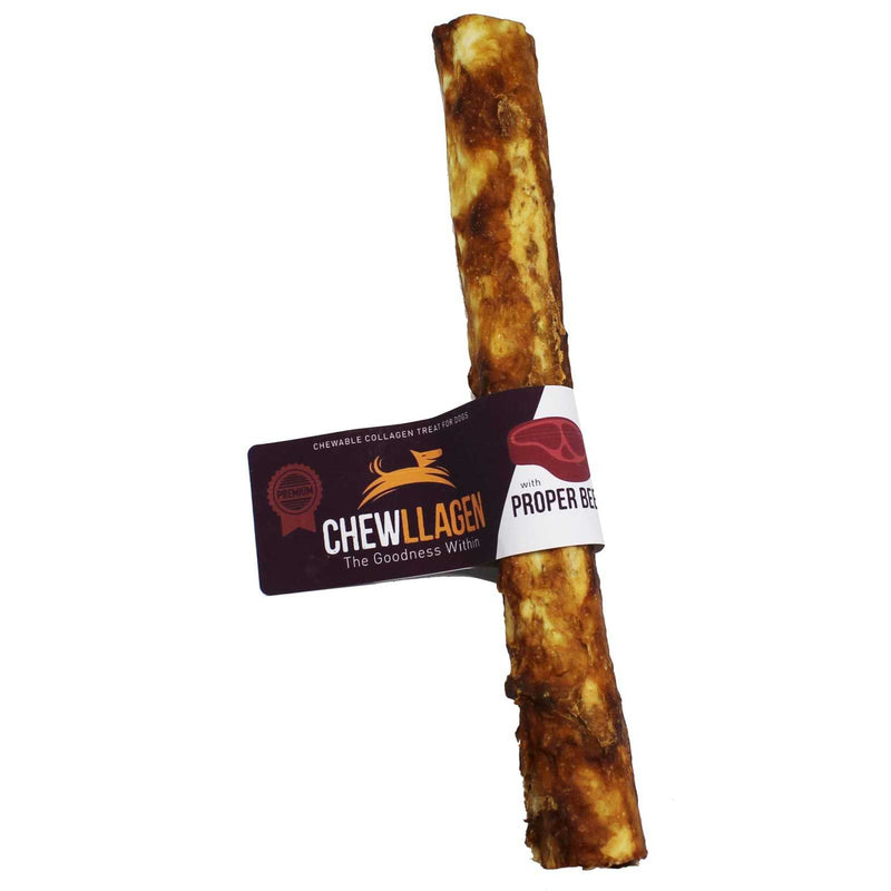 Chewllagen chewable collagen dog treat with beef for joint and gut health.