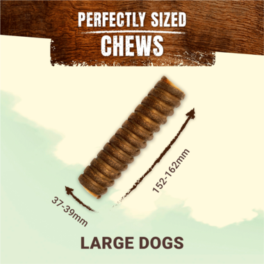 Adventuros wild chew large venison dog treats for medium to large dogs.