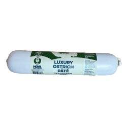 Paddock Farm 400g Luxury Ostrich Pate for dogs in protective casing.