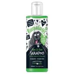 Bugalugs Aloe & Kiwi Dog Shampoo bottle with soothing formula to hydrate and nourish dog's coat.