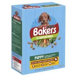 Bakers Puppy Chicken with Vegetables Dry Dog Food 1.1kg packaging.