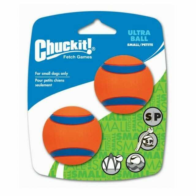 Chuckit! Ultra Small Dog Balls Twin Pack, high-bounce, durable, 4.8cm, for energetic fetch games.