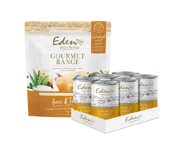 Eden Goose & Turkey with Rabbit Bundle - Gourmet dog food, kibble and cans, rich in protein and essential nutrients.