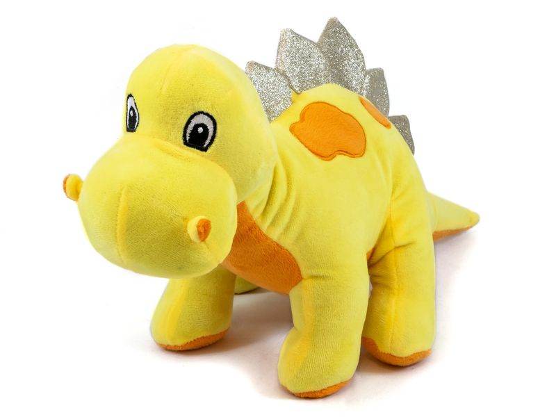 Ancol Glittersaurus Cuddler Dinosaur plush toy with glittery spines and horns for dogs.