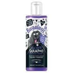 Bugalugs Maxi White Shampoo bottle with vibrant packaging, designed to brighten and enhance dog coats.