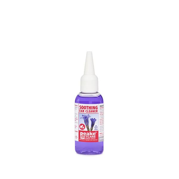 Peake Pet Care Soothing Ear Cleaner, 50ml dispensing bottle with antifungal, antibacterial, and antiseptic properties.