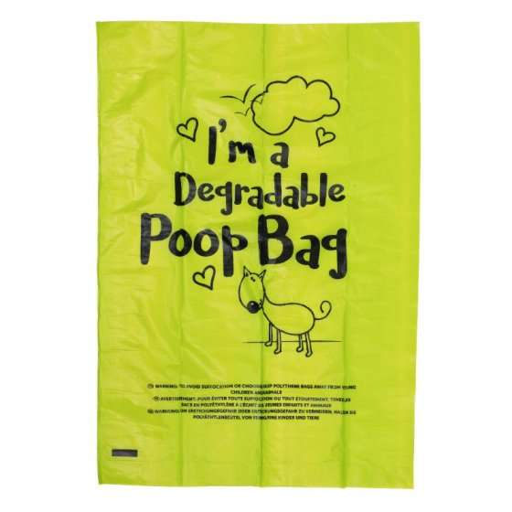 Eco-friendly Zoon Degradable Dog Poo Bag, yellow with playful design, biodegradable and leak-proof for sustainable pet waste disposal.