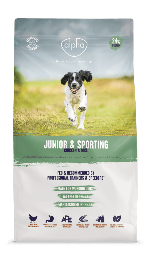 Alpha Adult, Junior & Sporting Dry Dog Food 15kg - Alpha Feeds5031572000070