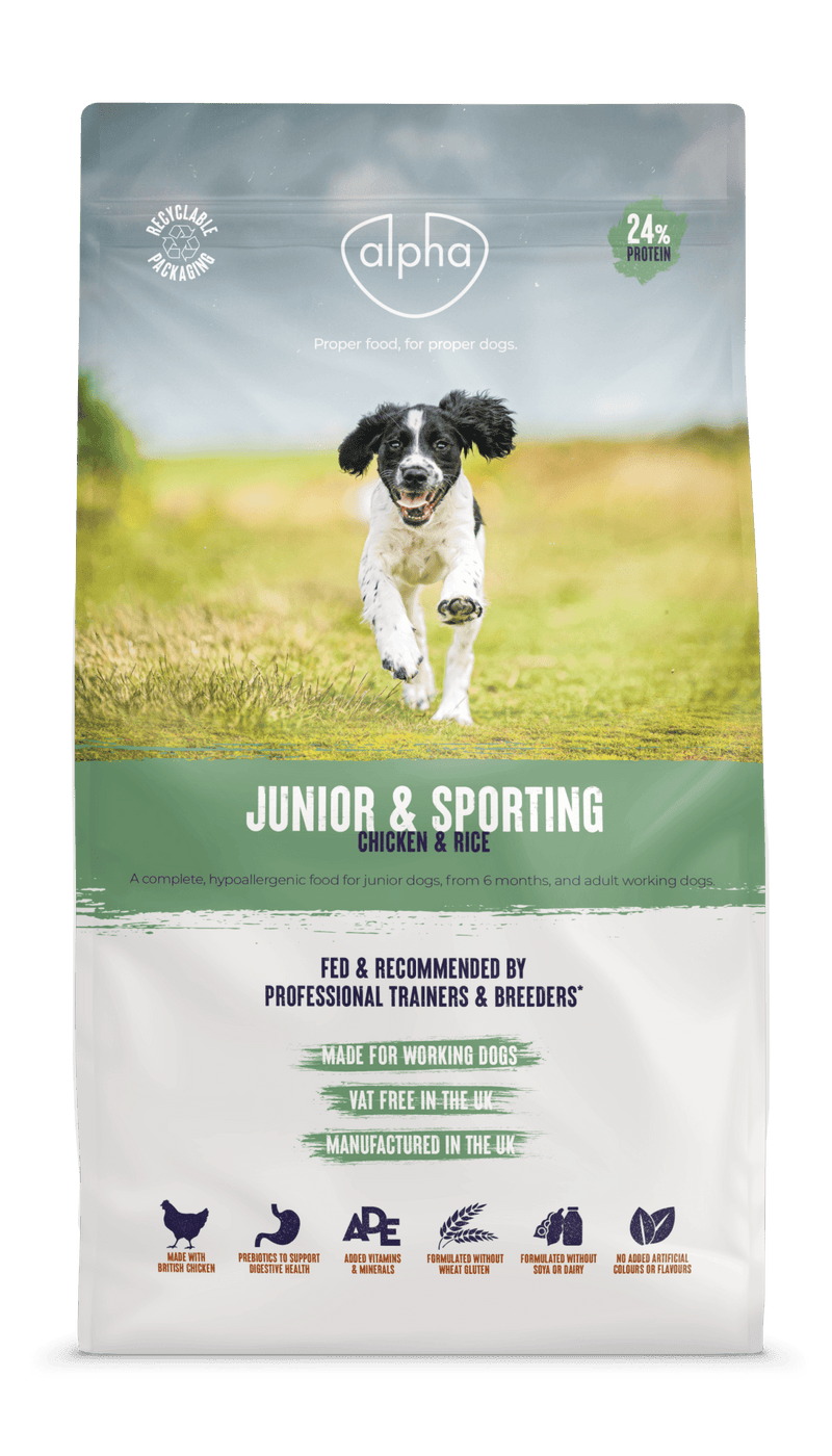 Alpha Adult, Junior & Sporting Dry Dog Food 15kg - Alpha Feeds5031572000070