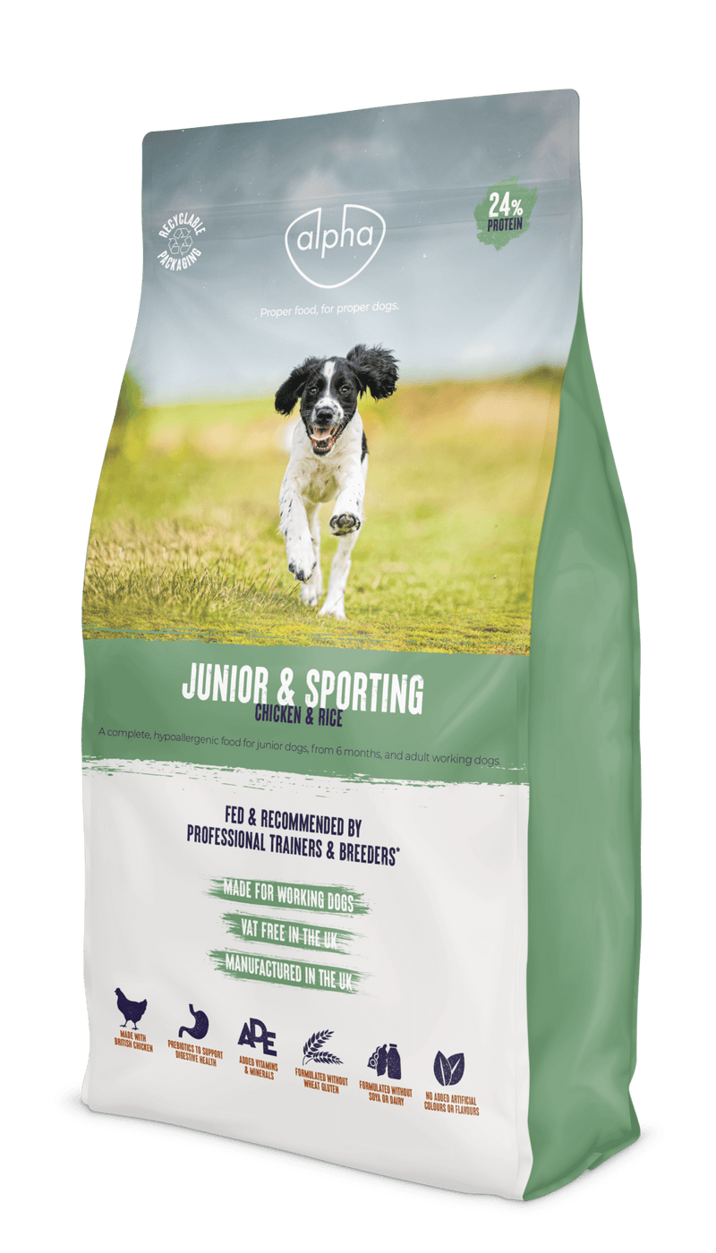Alpha Adult, Junior & Sporting Dry Dog Food 15kg - Alpha Feeds5031572000070