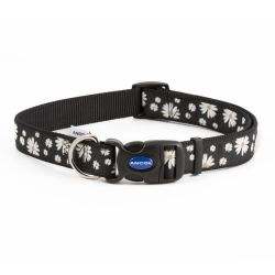 Ancol Fashion Collar Black Daisy Adjustable 20 - 30cm Dog Collar - Ancol5016646320018
