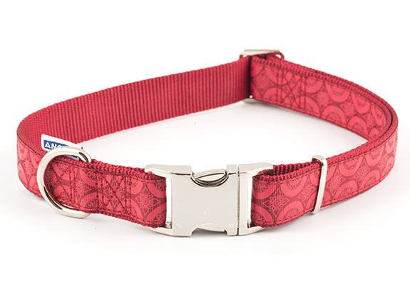 Ancol Indulgence Red adjustable dog collar with silver snap buckle and durable nylon design