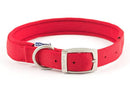 Ancol padded nylon adjustable dog collar in red with metal buckle and D-ring