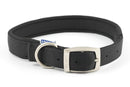 Ancol padded nylon adjustable black dog collar with satin buckle and D-ring