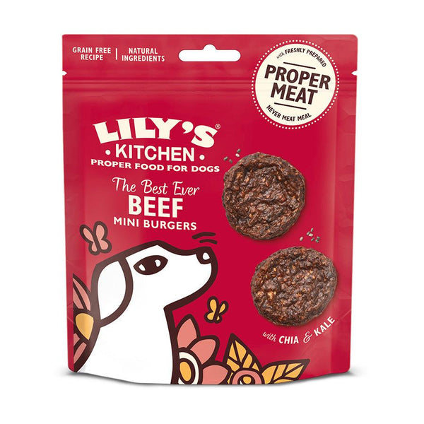 Lily's Kitchen The Best Ever Beef Mini Burgers for Dogs - Grain-Free, Natural Ingredients, Proper Meat
