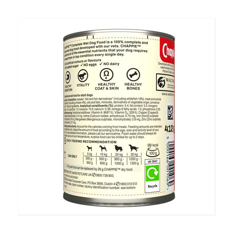 Chappie Original Wet Dog Food Tins 412g - Chappie