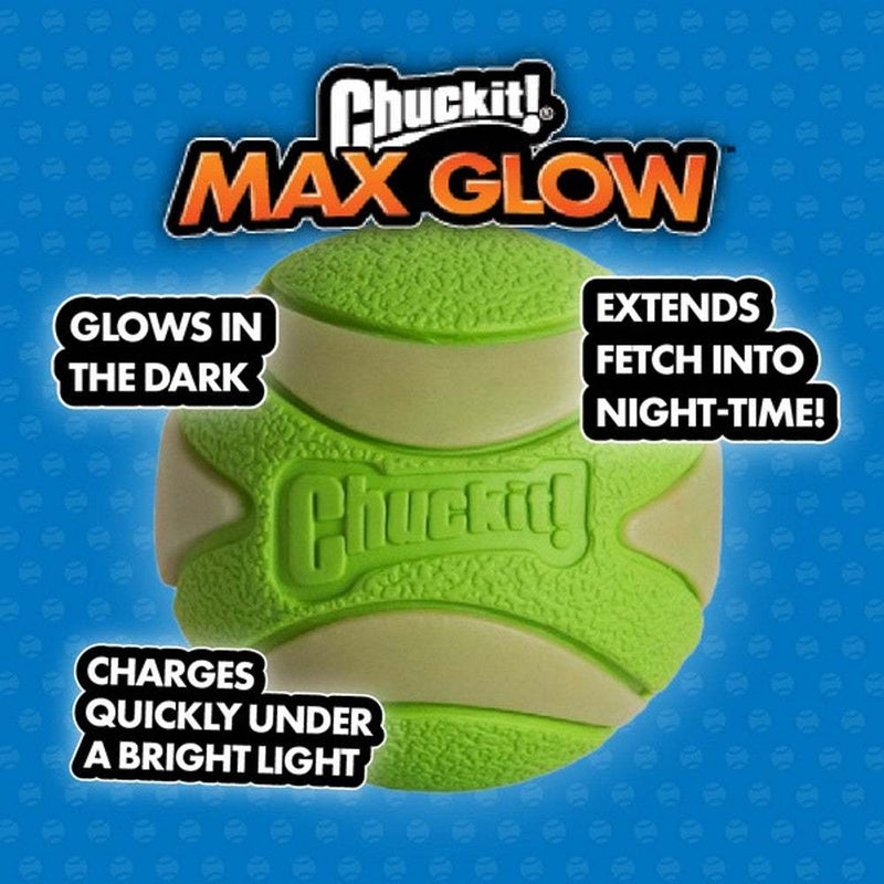 Chuckit Max Glow Ultra Medium Squeaker Ball - Unleash the Fun! - Chuckit029695431425