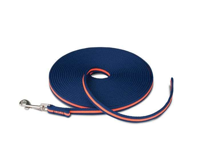 Coachi Waterproof Long Training Line 10m blue and orange dog lead with metal clip for recall and safety training