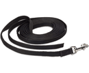 Recall Training Long Line black dog lead with metal clip for control and training