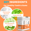 Dogs Dental Wipes container with key ingredients for fresh breath and plaque control