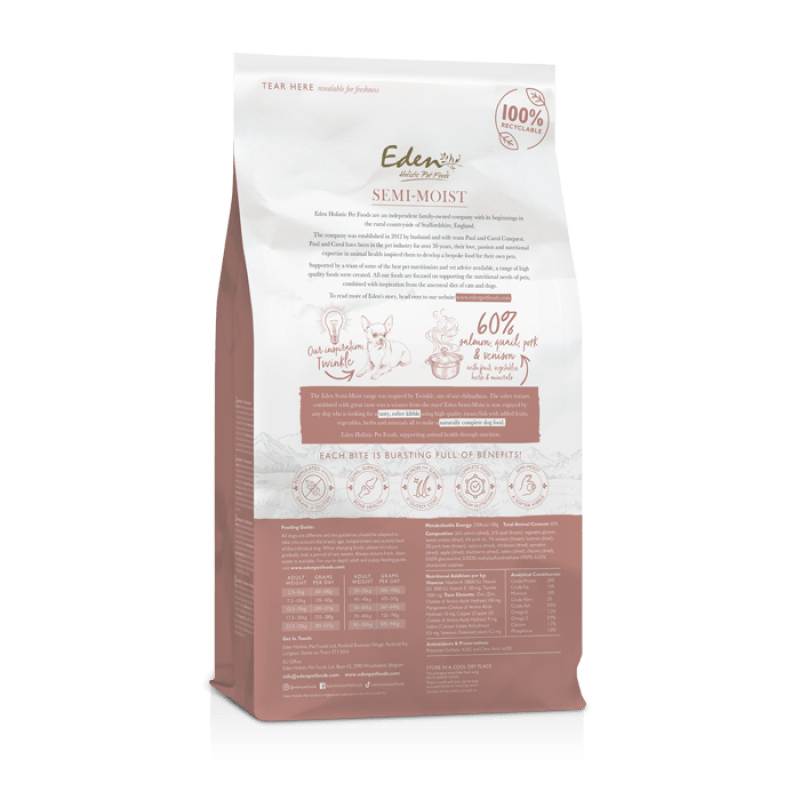 Eden Semi - Moist Salmon and Quail Dog Food - Eden Pet Foods5060438811697