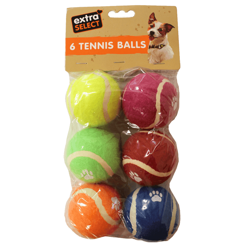 Extra Select 6-Pack colorful durable tennis balls dog toy for fetch and playtime