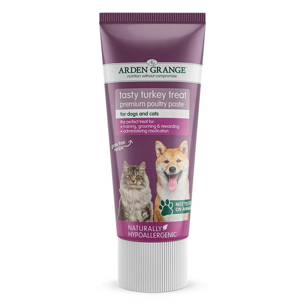 Arden Grange Tasty Turkey Paste Treats for Cats and Dogs, 75g tube, grain-free.