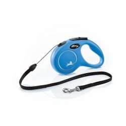 Blue Flexi classic cord retractable dog leash with 5m lead for small dogs up to 12kg