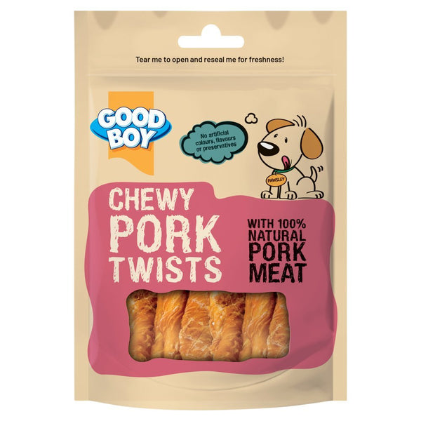 Good Boy Chewy Pork Twists Dog Treats 60g Bag - GoodBoy4048422163107