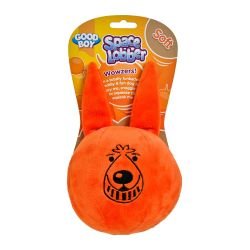 Good Boy Space Lobber soft orange squeaky dog toy with ergonomic handles for fetch and play