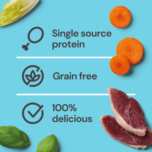 Gently Steamed Duck 395g dog food with single source protein and grain-free benefits.