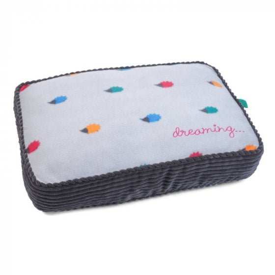 Hedgehog Dreaming Dog Mattress soft grey polyester bed for small dogs with colorful hedgehog pattern and washable cover