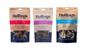Hollings Chicken Necks, Venison Bites, and Sprats natural dog treats bundle in resealable pouches