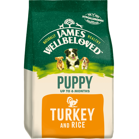 James Wellbeloved Puppy Turkey and Rice hypoallergenic dry dog food 2kg bag for healthy growth and digestion