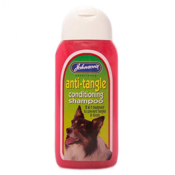 Johnsons Anti-Tangle Conditioning Dog Shampoo 200ml bottle for preventing tangles and knots in dog coats