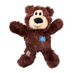 KONG Wild Knots Bear plush dog toy with internal knotted ropes and squeaker for chewing and play