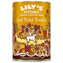 Lily's Kitchen Great British Breakfast wet dog food with venison sausage, ham, eggs, and beans in a 400g can