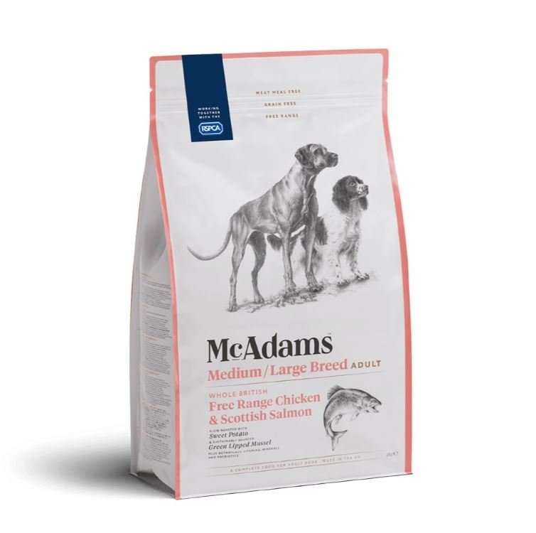 McAdams Medium / Large Breed Free Range Chicken and Salmon Dry Dog Food - McAdams5060434480026