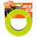 Nerf Dog Translucent TPR EXO Spike Ring durable chew toy pack with green, blue, and orange rings for tough dog play