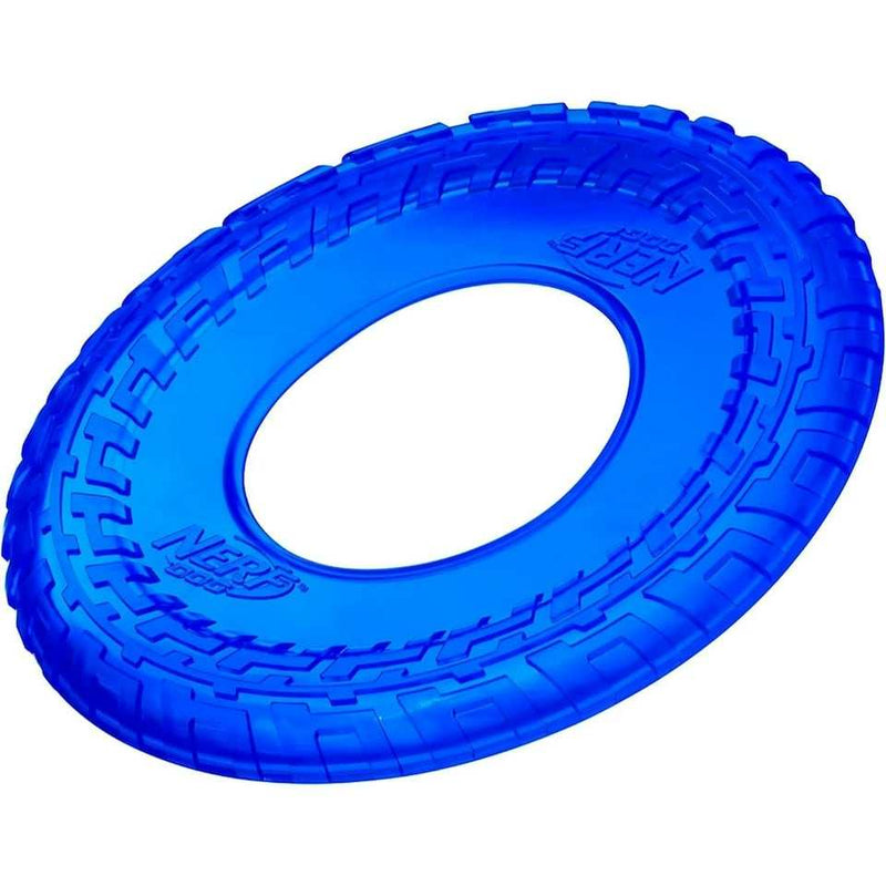 Nerf Dog Tyre Flyer durable 10 inch blue rubber frisbee for high-energy dog fetch play